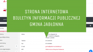 Grafika z napisem Strona Internetowa Biuletyn informacji publicznejGmina Jabłonna
